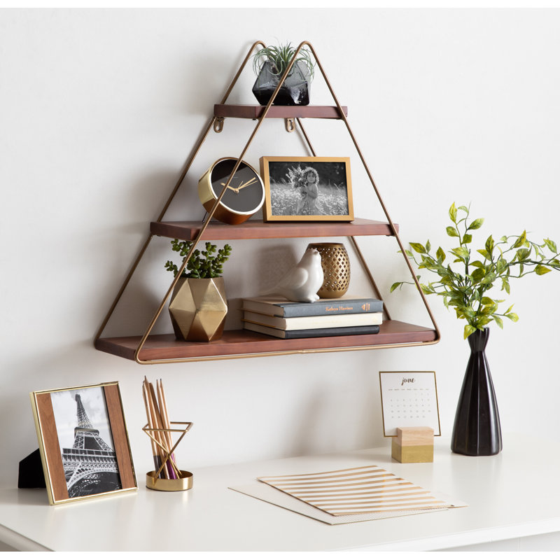 Brayden Studio Olson 3 Tiered Floating Rustic Metal Wall Shelf